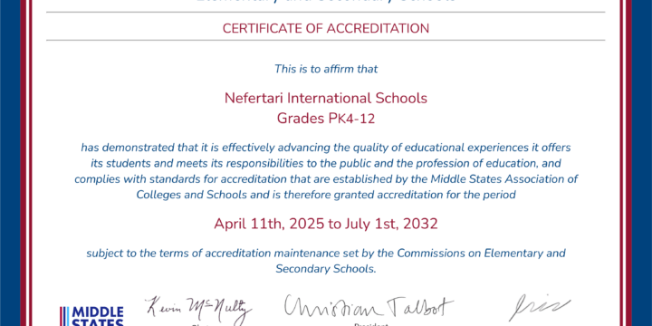 Nefertari International Schools Granted 7-Year MSA Reaccreditation